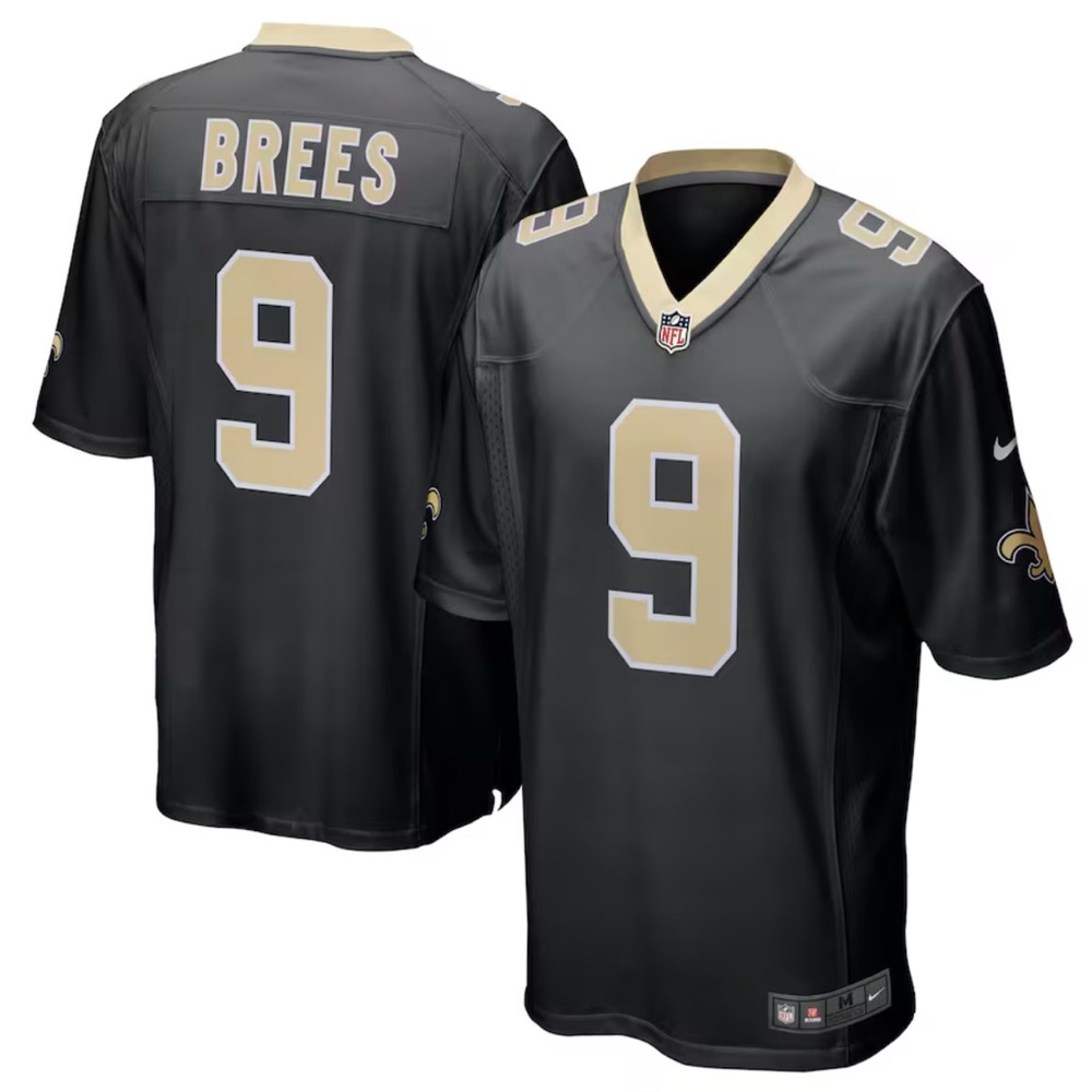 Nike NFL On Field Drew Brees New Orleans Saints 9 Black Players Football